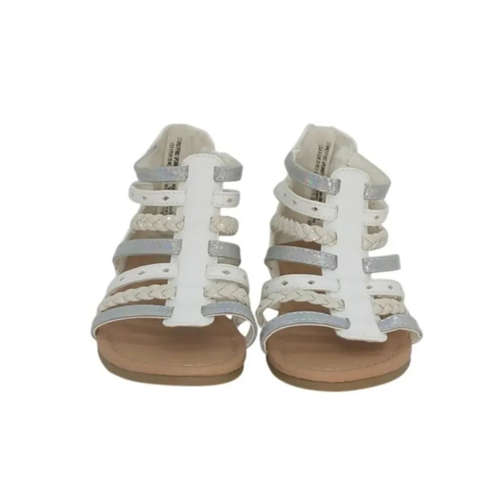 WONDER NATION Toddler Girls White Braided Gladiator Sandals - Size: 9T